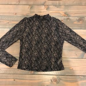 Mesh mock neck long sleeve